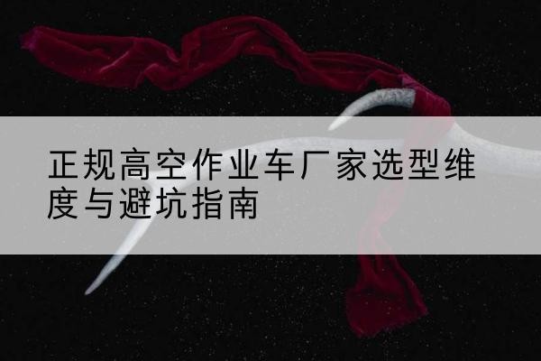 坪山高空作业车厂家-正规选型维度与避坑指南